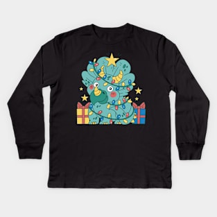 Prehistoric Holiday Cheer Kids Long Sleeve T-Shirt